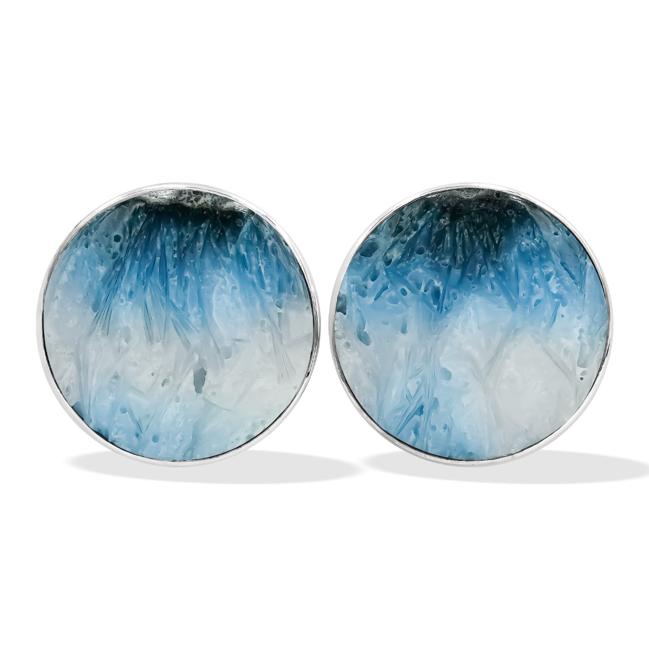 Blue Ice 20mm Round Post Earrings