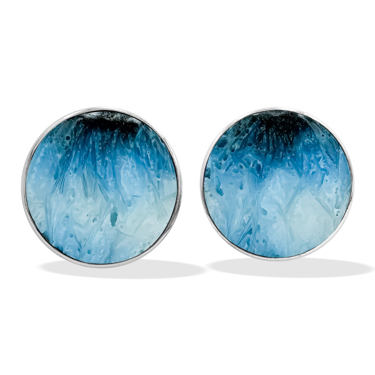 Blue Ice 20mm Round Post Earrings