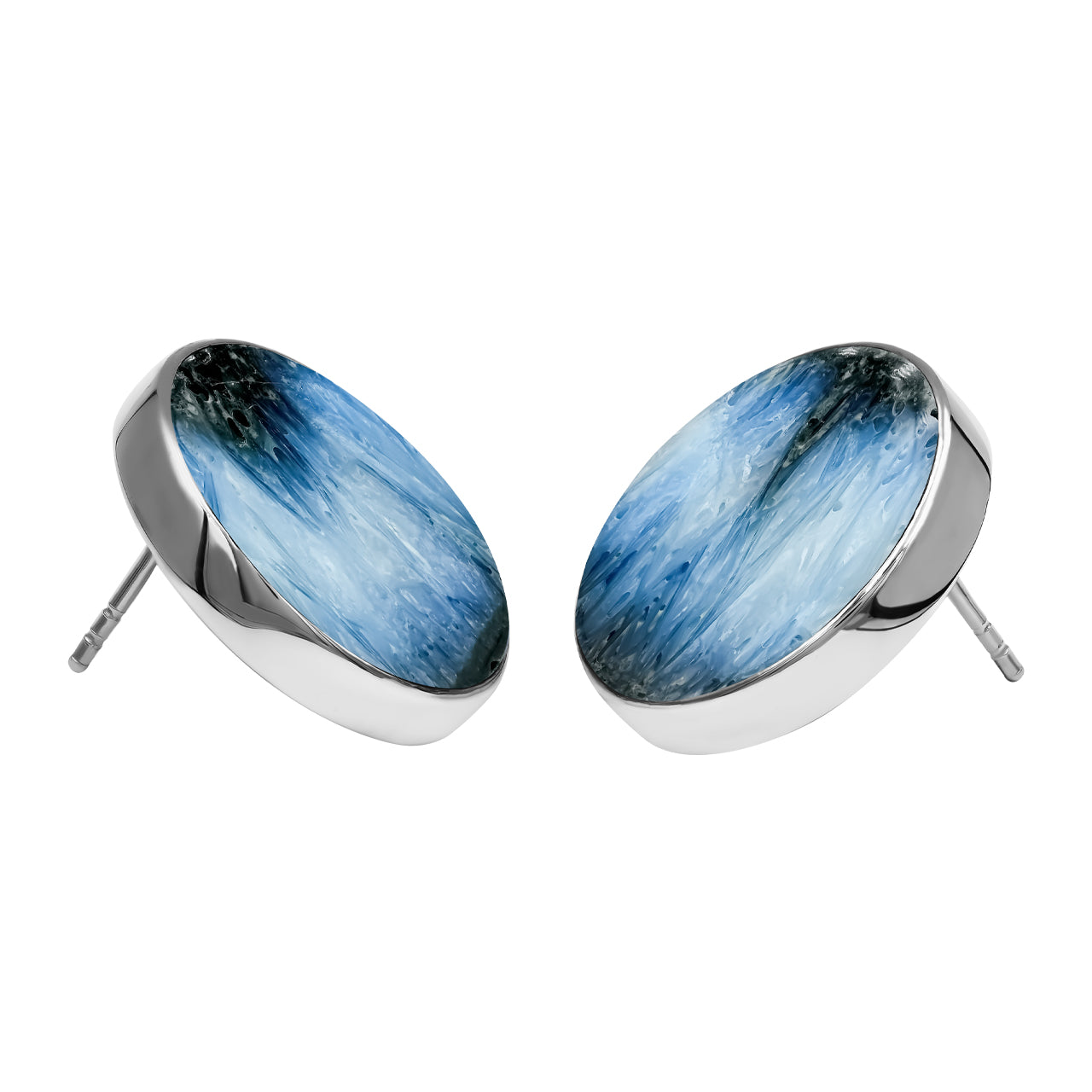 Blue Ice 20mm Round Post Earrings