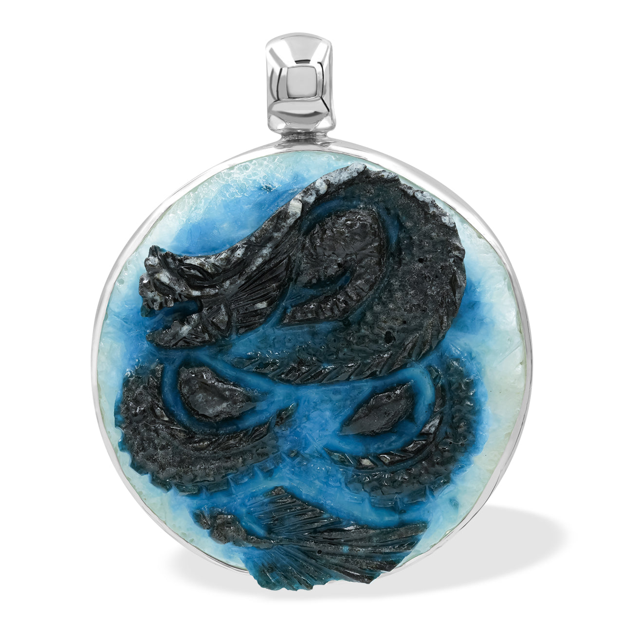 Blue Ice Carved Dragon