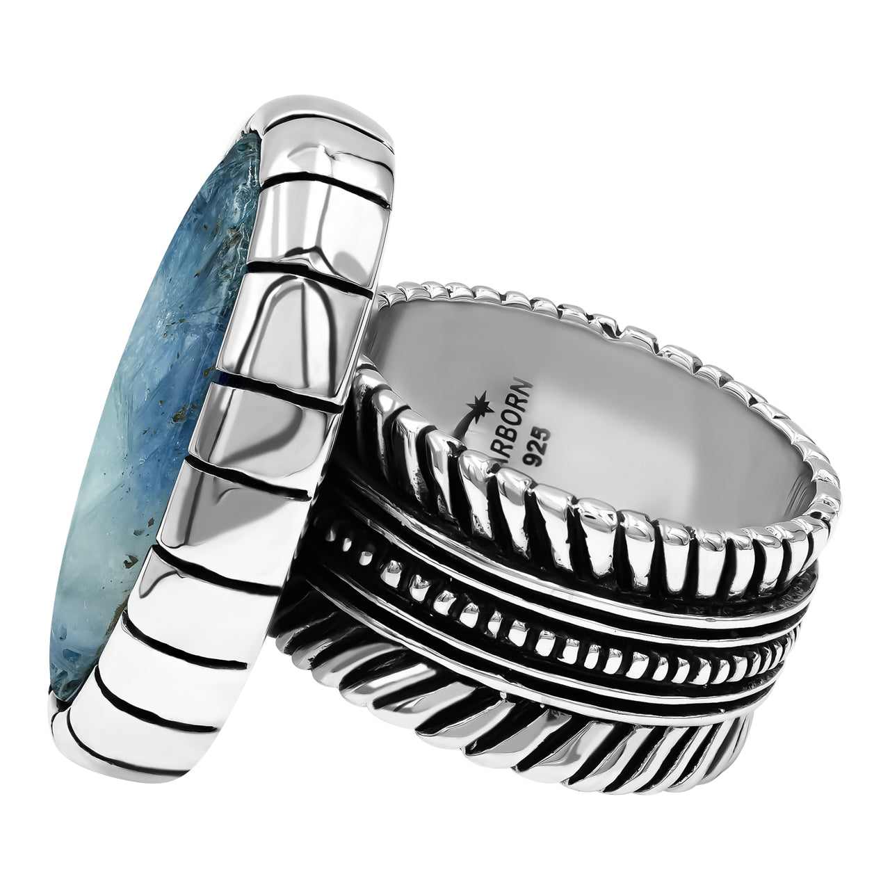 Oval Blue Ice 18x25 mm New style bezel ring with Balinese design shank.