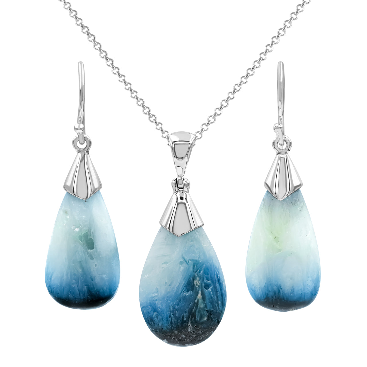 Blue Ice Pendant and Earring Set