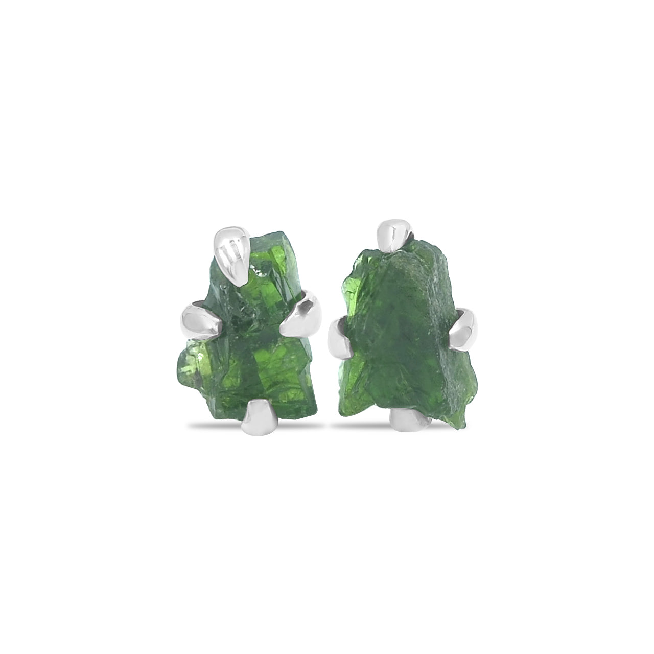 Rough Chrome Diopside Post Style Earrings