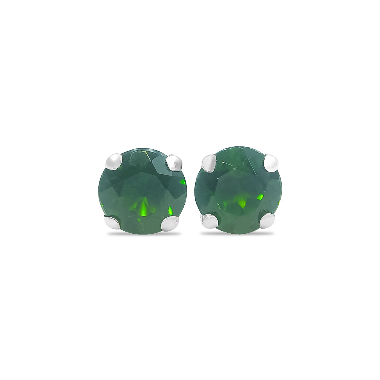 Chrome Diopside Faceted Round Post Earrings