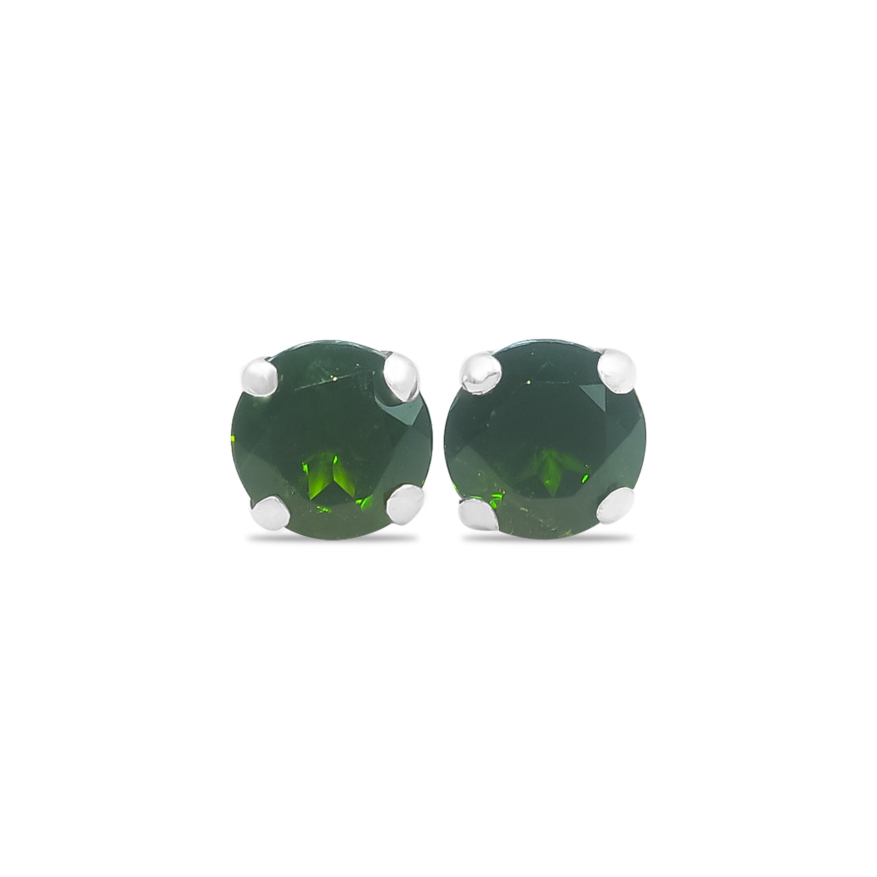 Chrome Diopside Faceted Round Post Earrings