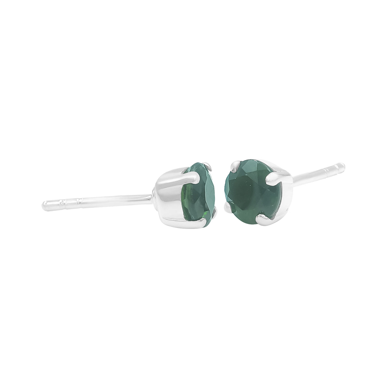 Chrome Diopside Faceted Round Post Earrings