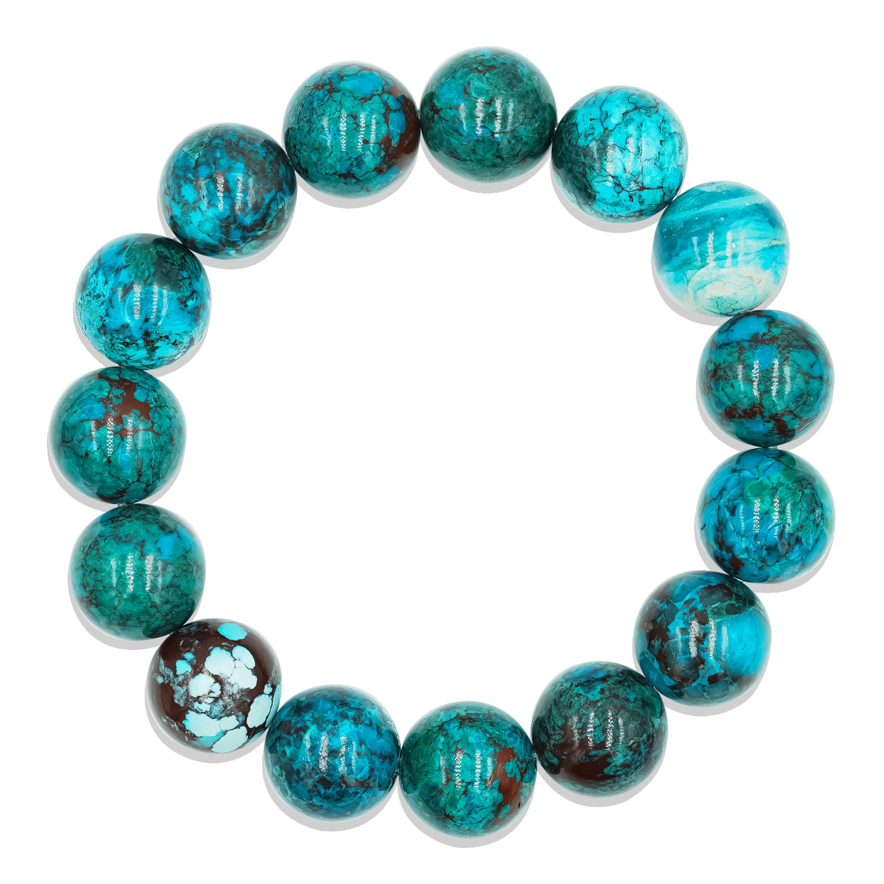 Chrysocolaa Beaded Bracelet 12mm