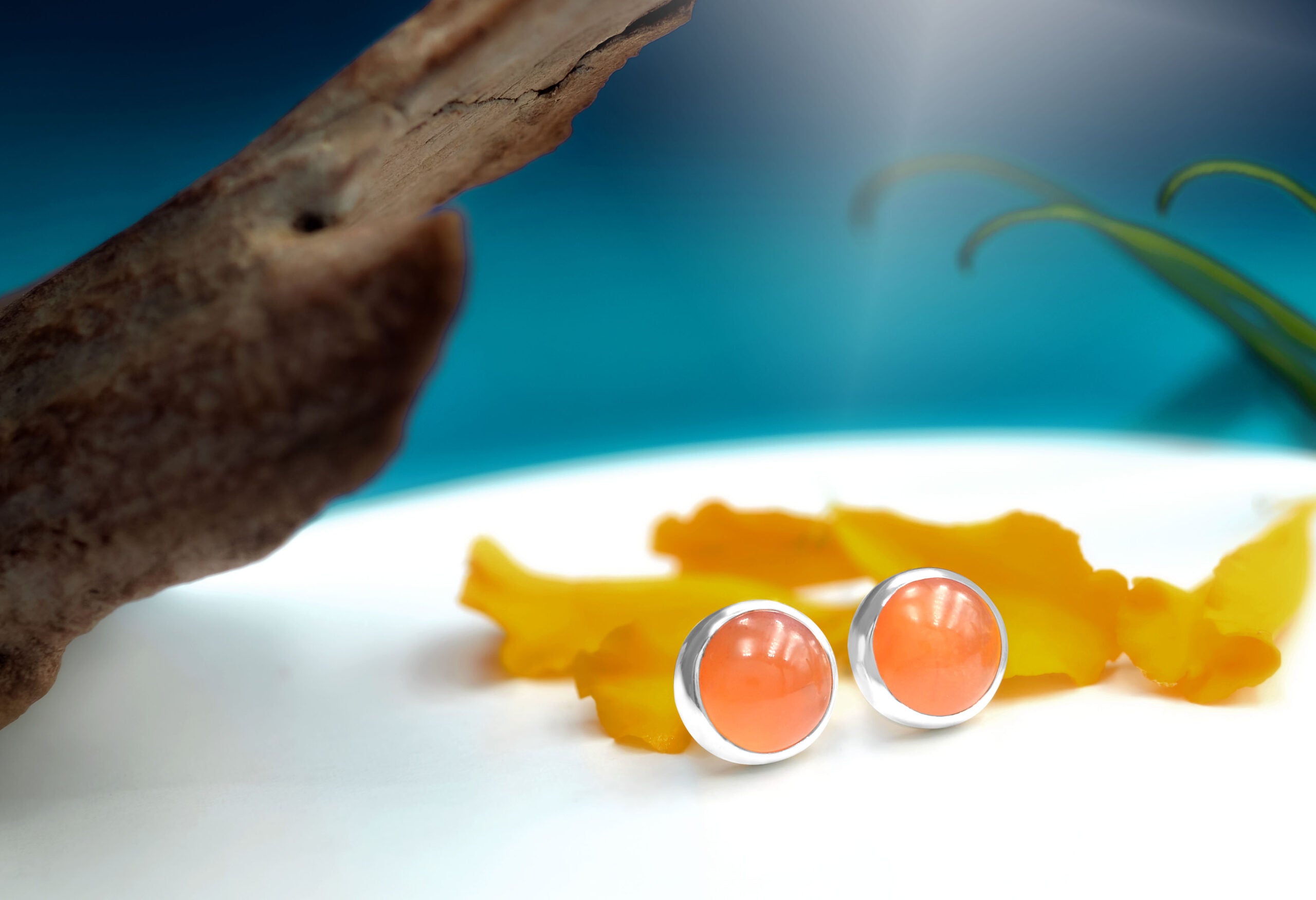 Carnelian PostS tyle Earring Round 9mm