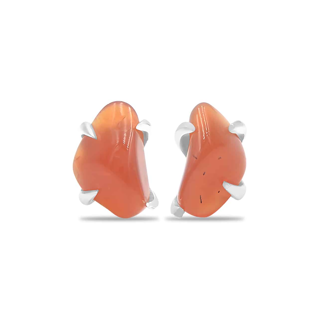 Carnelian Tumbled Prong Set Post Earrings