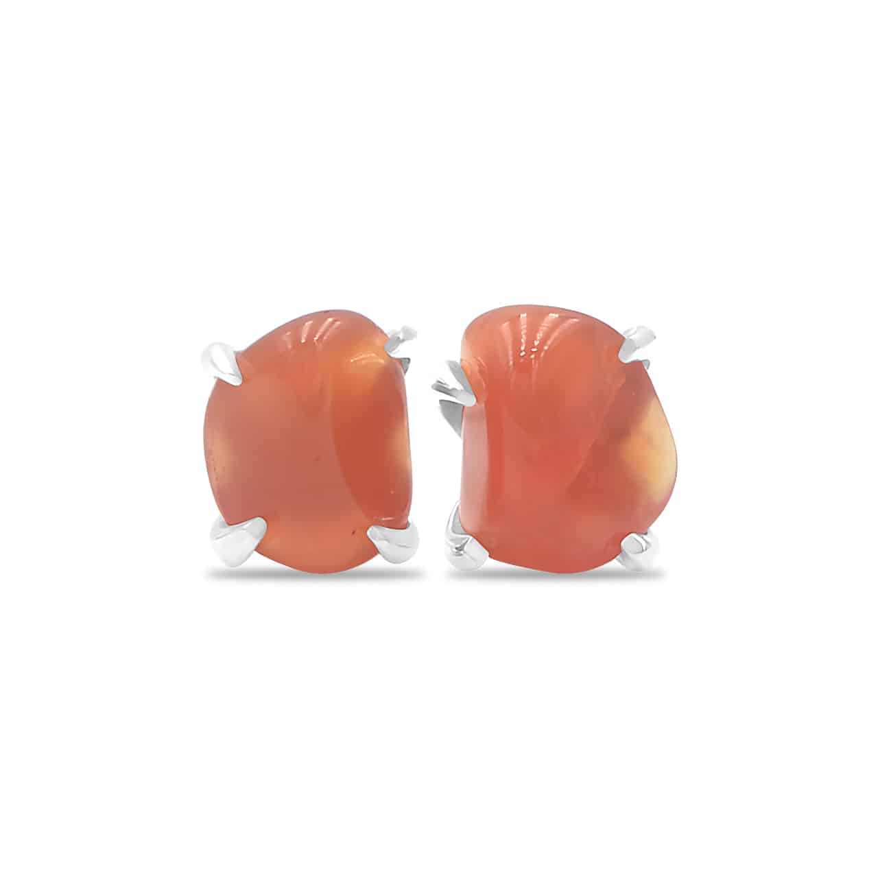 Carnelian Tumbled Prong Set Post Earrings