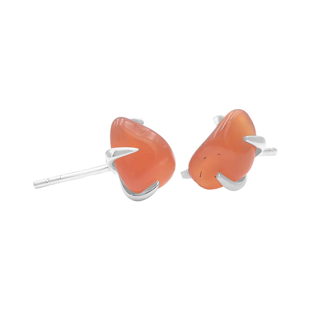 Carnelian Tumbled Prong Set Post Earrings