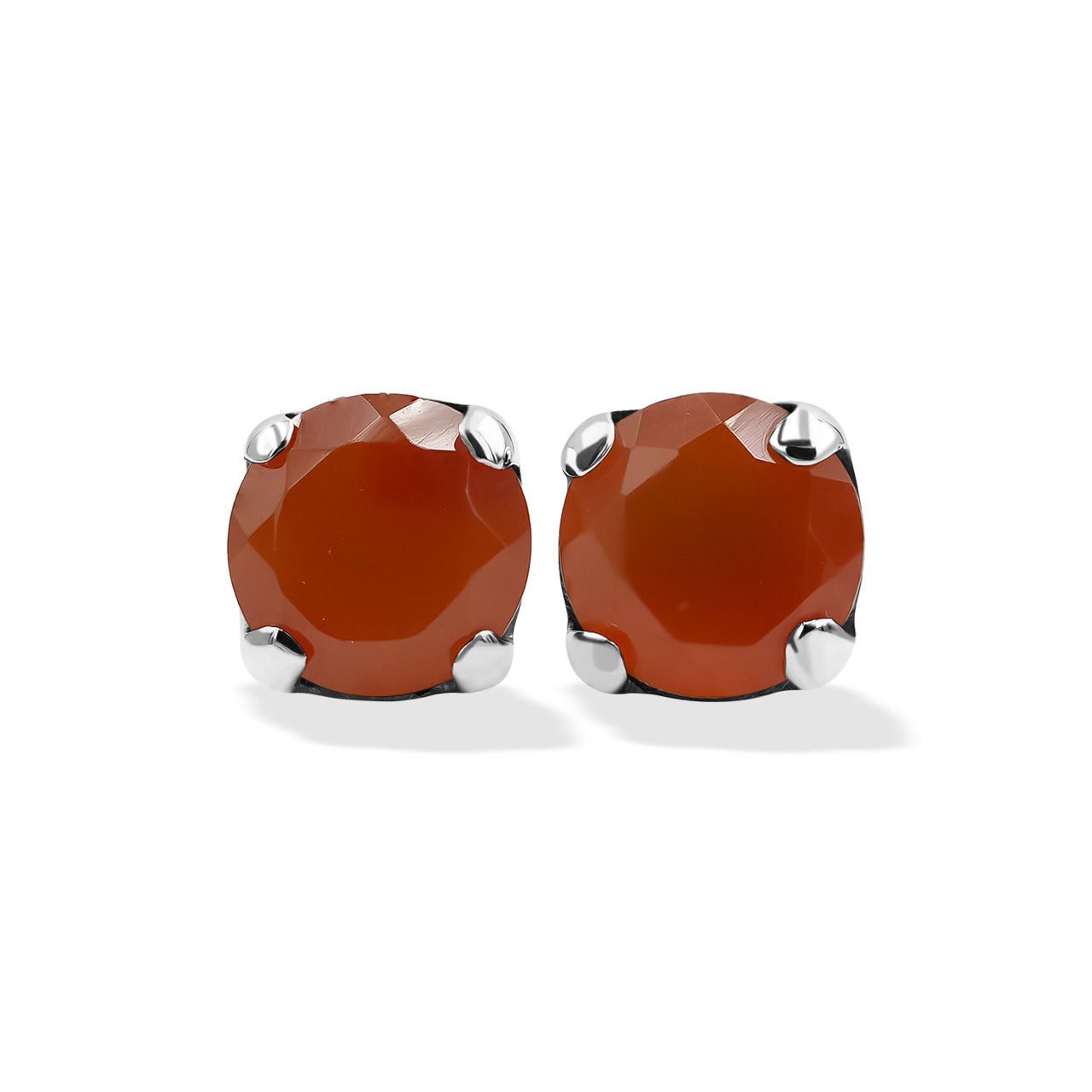 aceted Carnelian Post Earrings in Sterling Silver