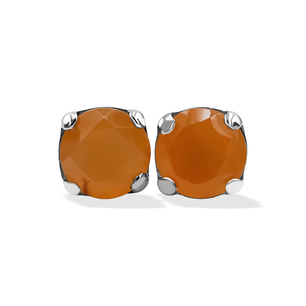 aceted Carnelian Post Earrings in Sterling Silver