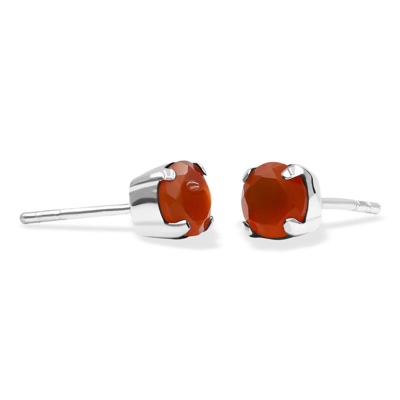 aceted Carnelian Post Earrings in Sterling Silver