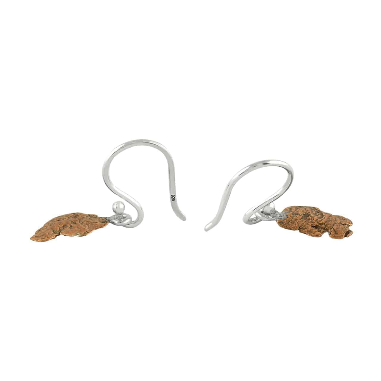 Copper Nugget Sterling Silver Drop Earrings