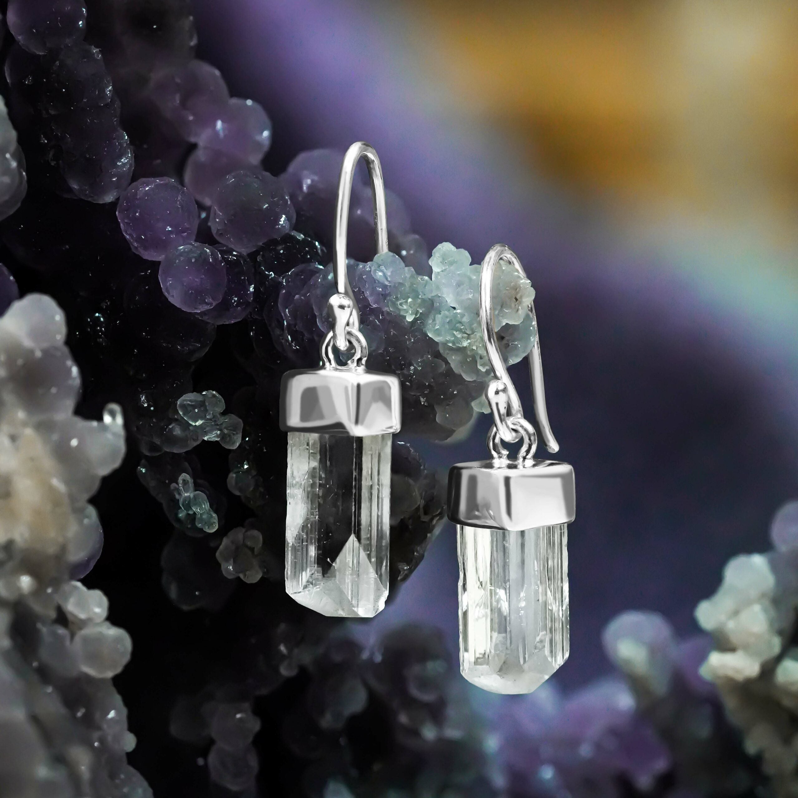 Danburite Crystal Single Chop Earrings