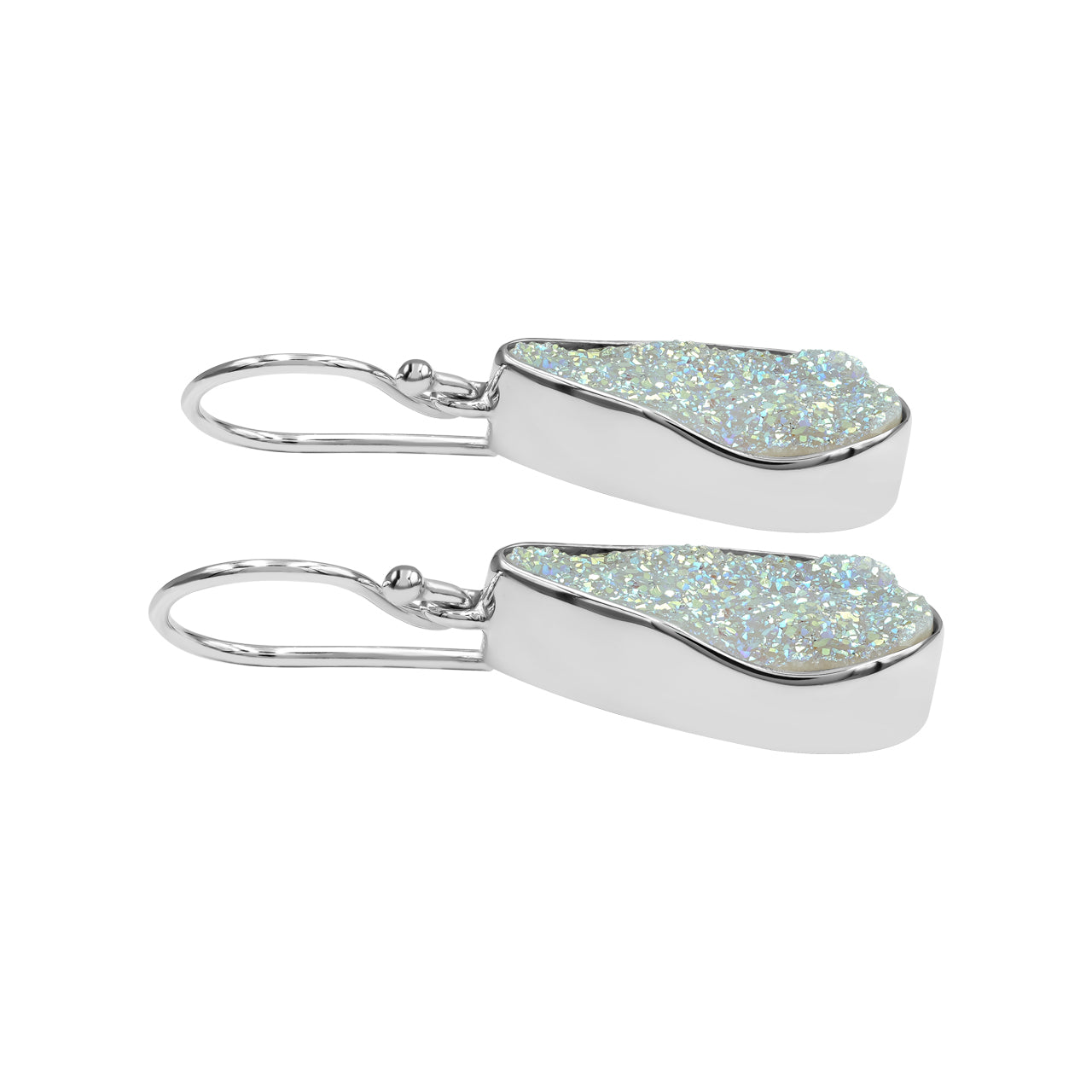 Quartz Drusy Earrings Pear Shaped