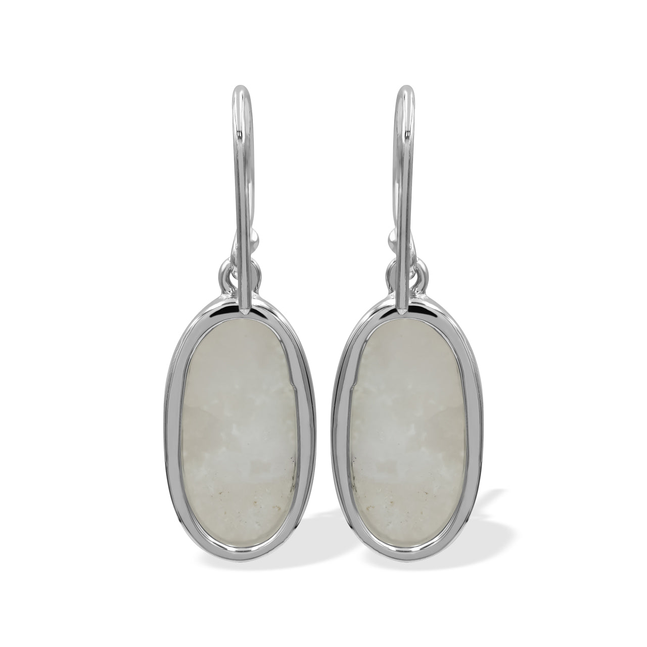 Quartz Drusy Earrings Oval Shaped