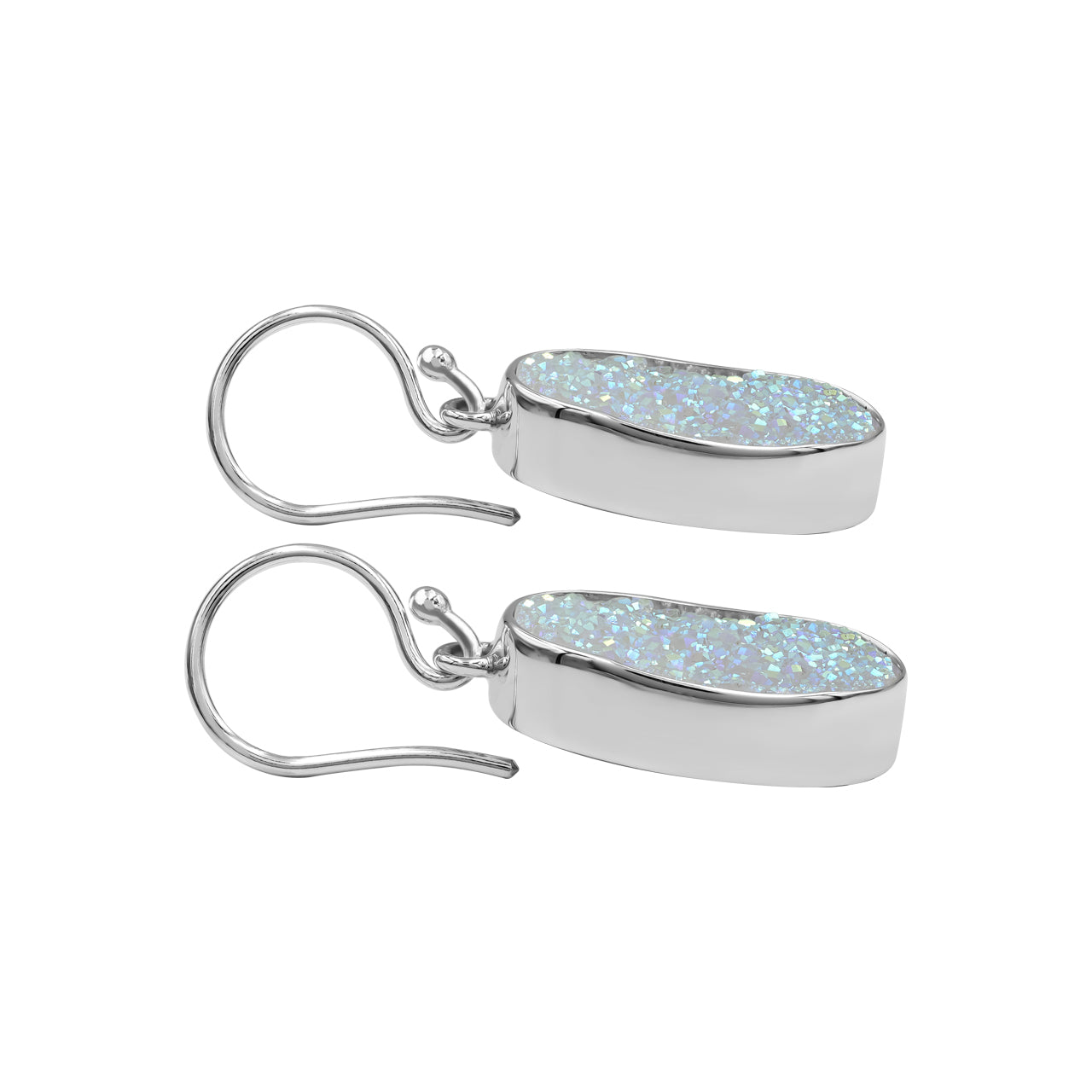 Quartz Drusy Earrings Oval Shaped