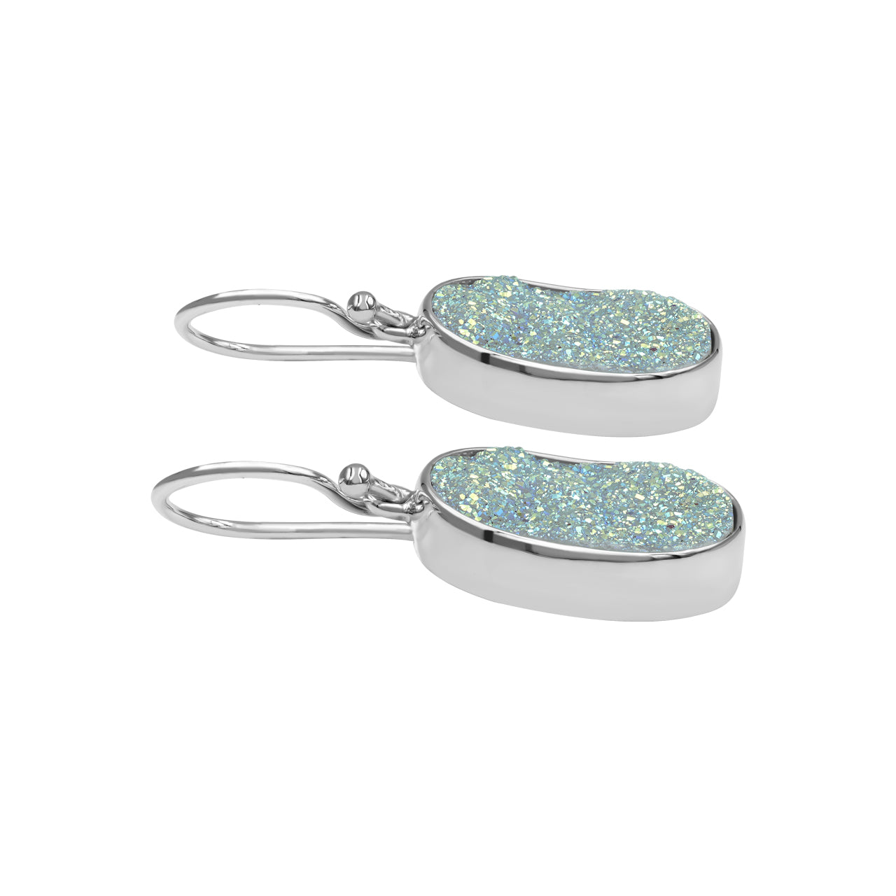 Quartz Drusy Earrings Oval Shaped