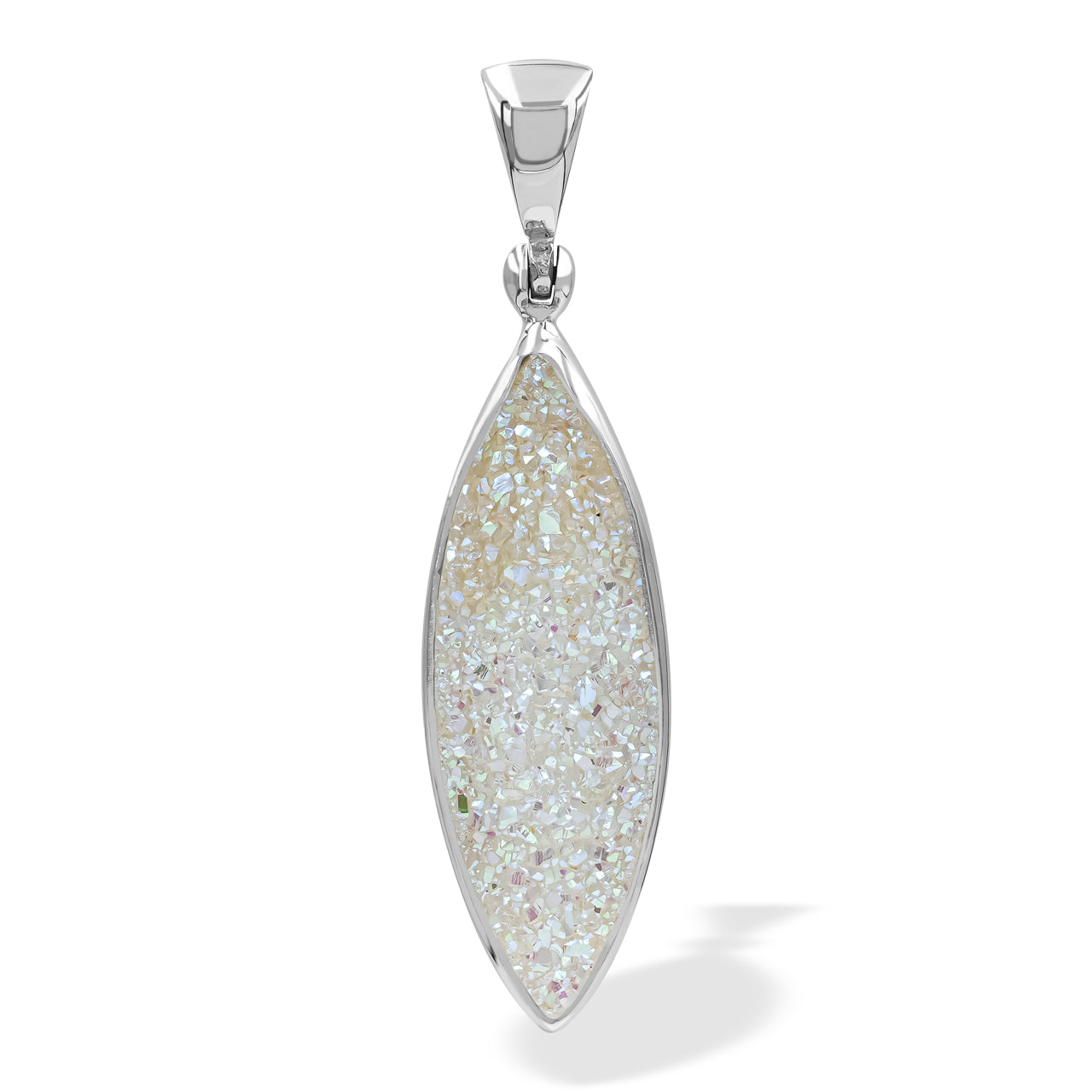 Quartz Drusy Marquise Shaped Pendant