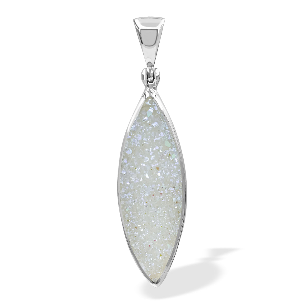 Quartz Drusy Marquise Shaped Pendant