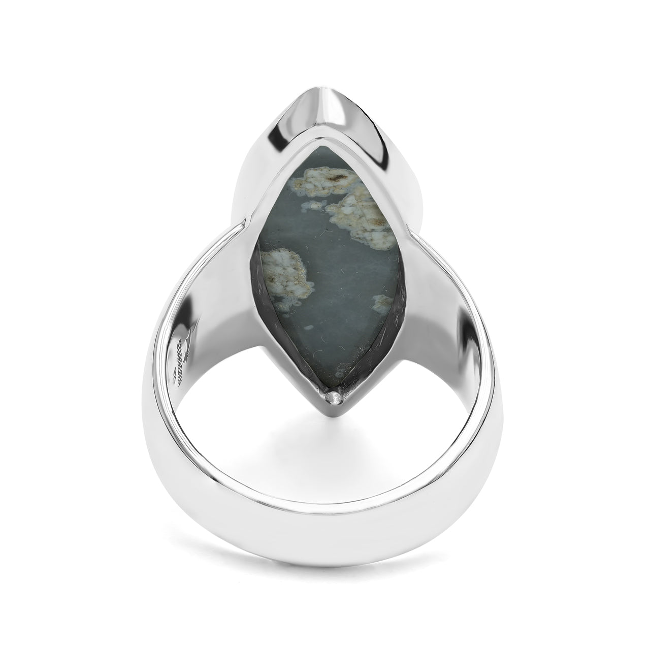 Moon Silver Quartz Drusy Marquise Ring