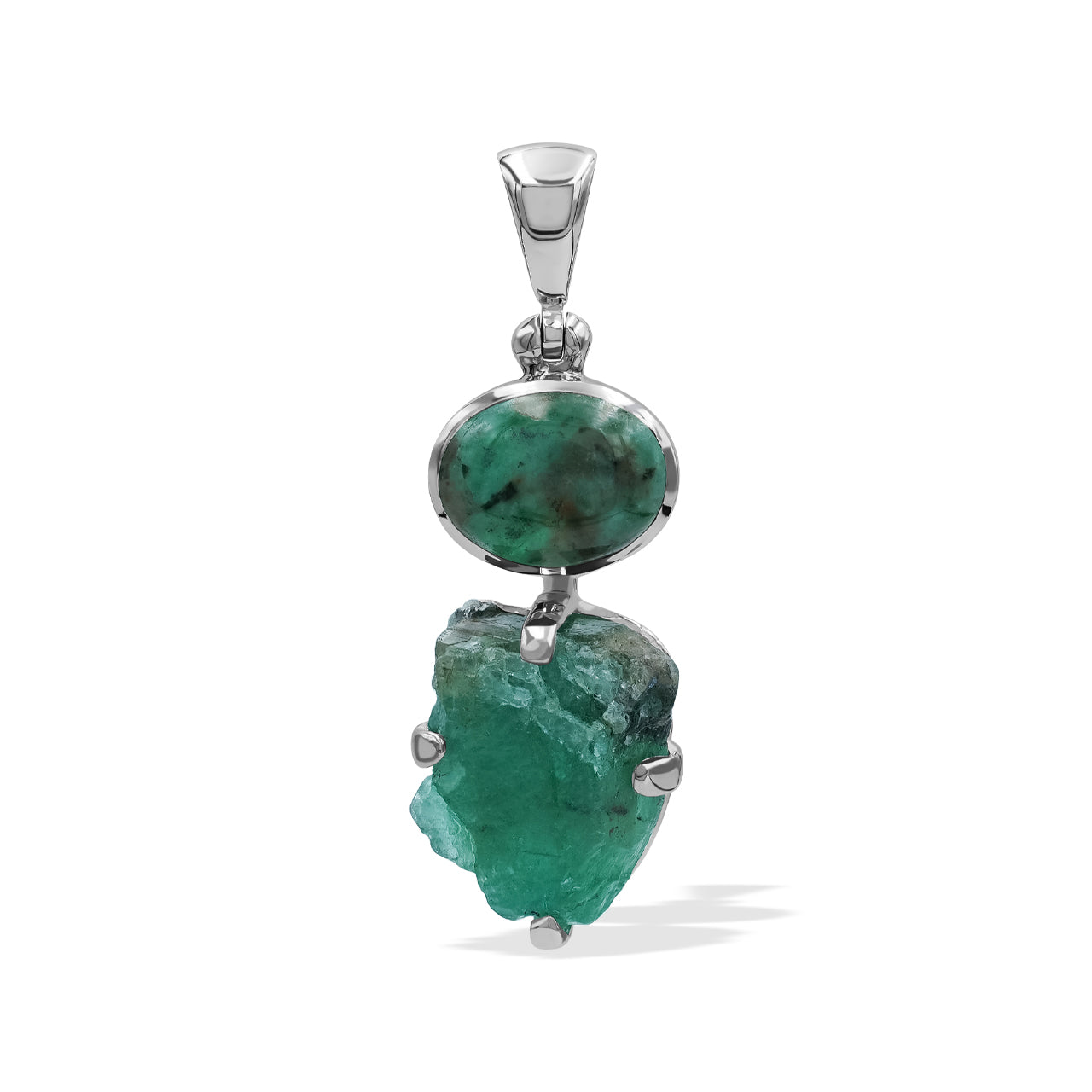 Emerald Pendant in Fine Sterling Silver