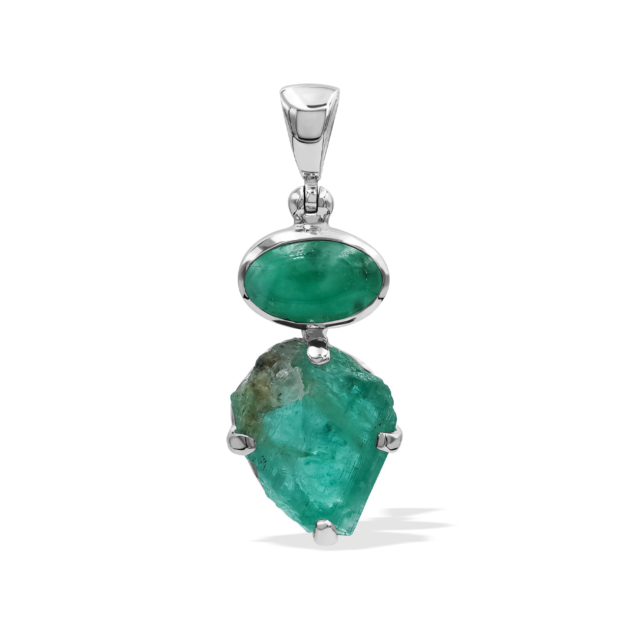 Emerald Pendant in Fine Sterling Silver