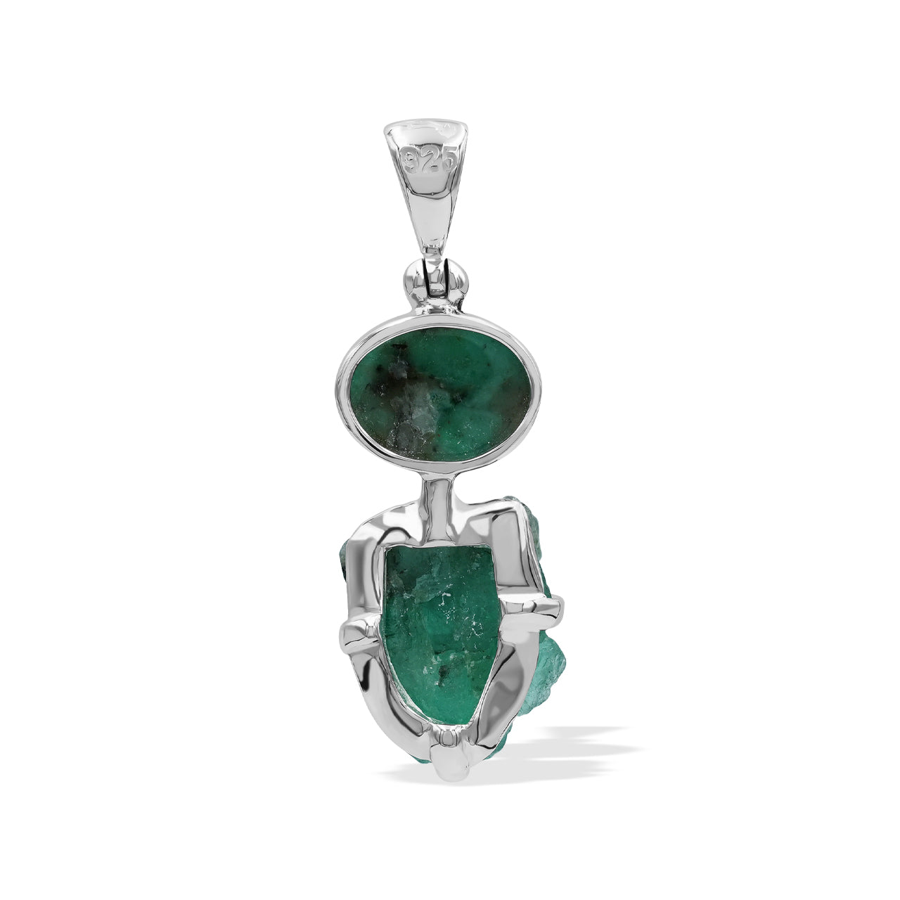 Emerald Pendant in Fine Sterling Silver