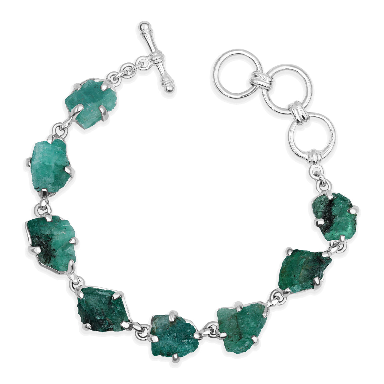 Emerald Rough Prong Set Bracelet