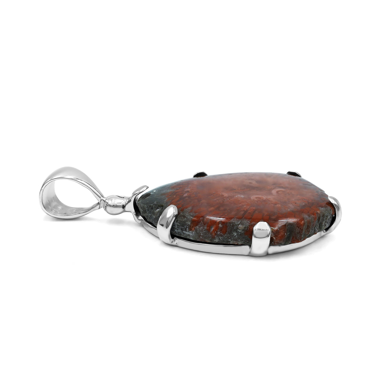 Utah Fossil Red Horn Coral Prong set Pendant