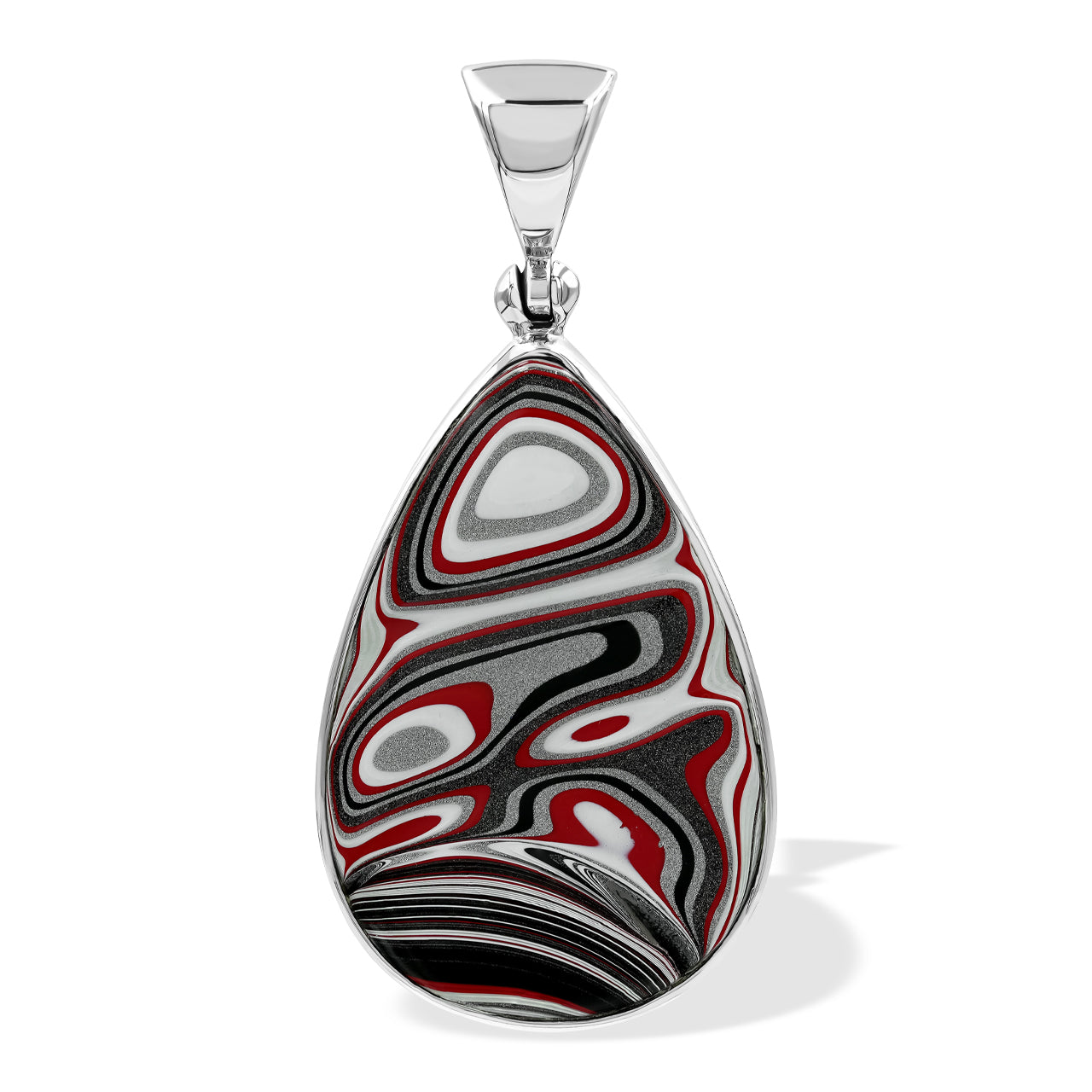 Pear Red Fordite Pendant 1.75" tall.