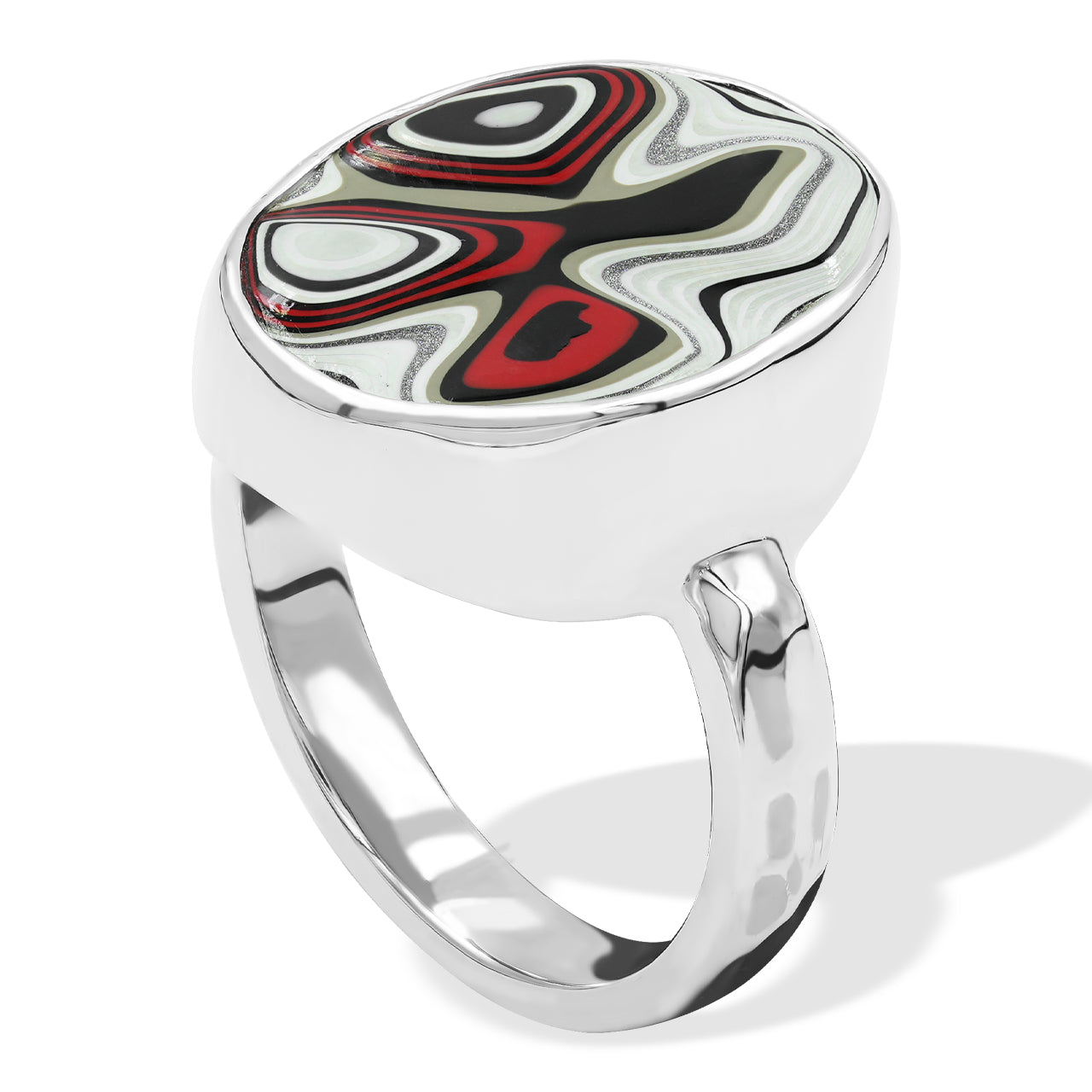 Fordite Oval Shape Ring