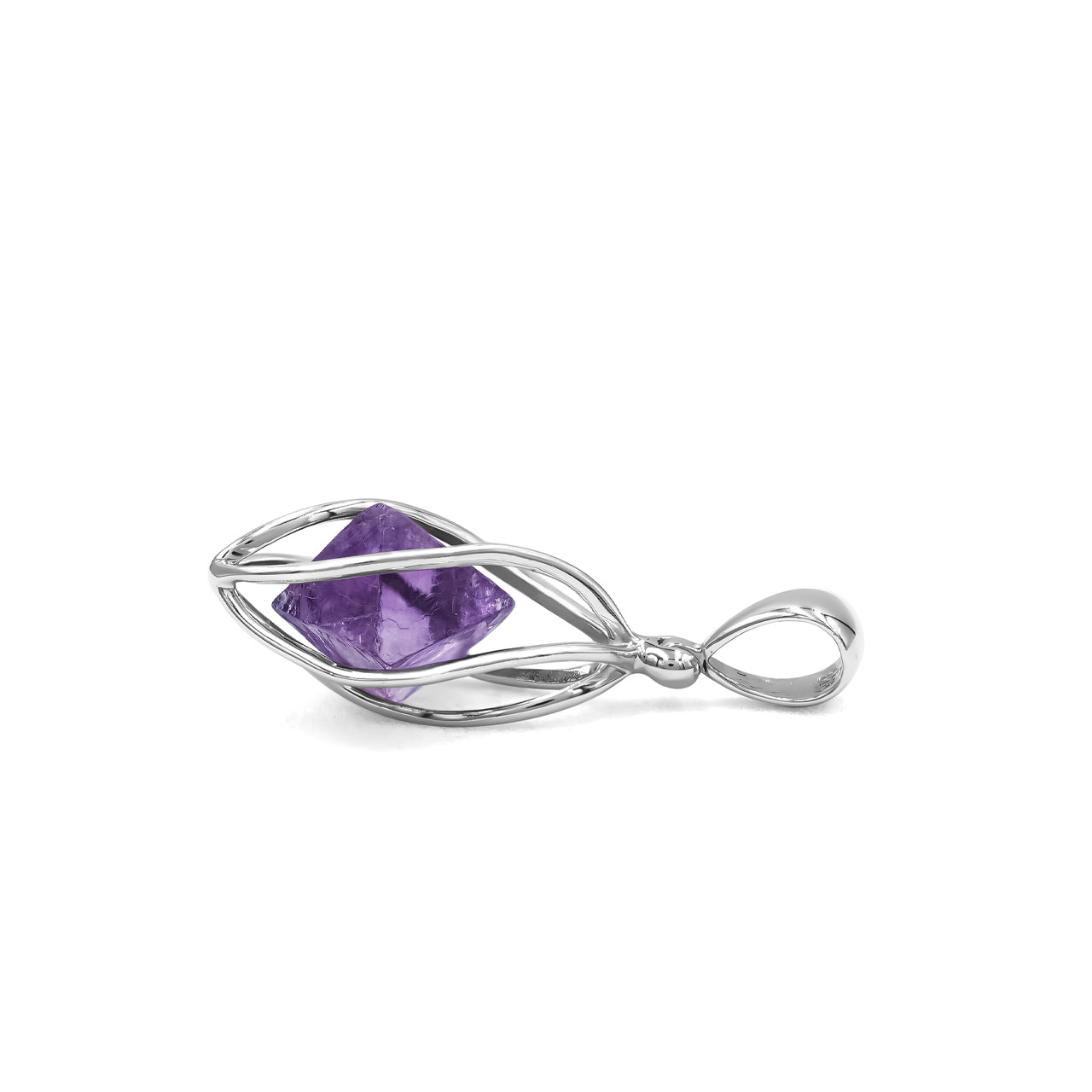 Fluorite Spiral Cage Pendant in Sterling Silver