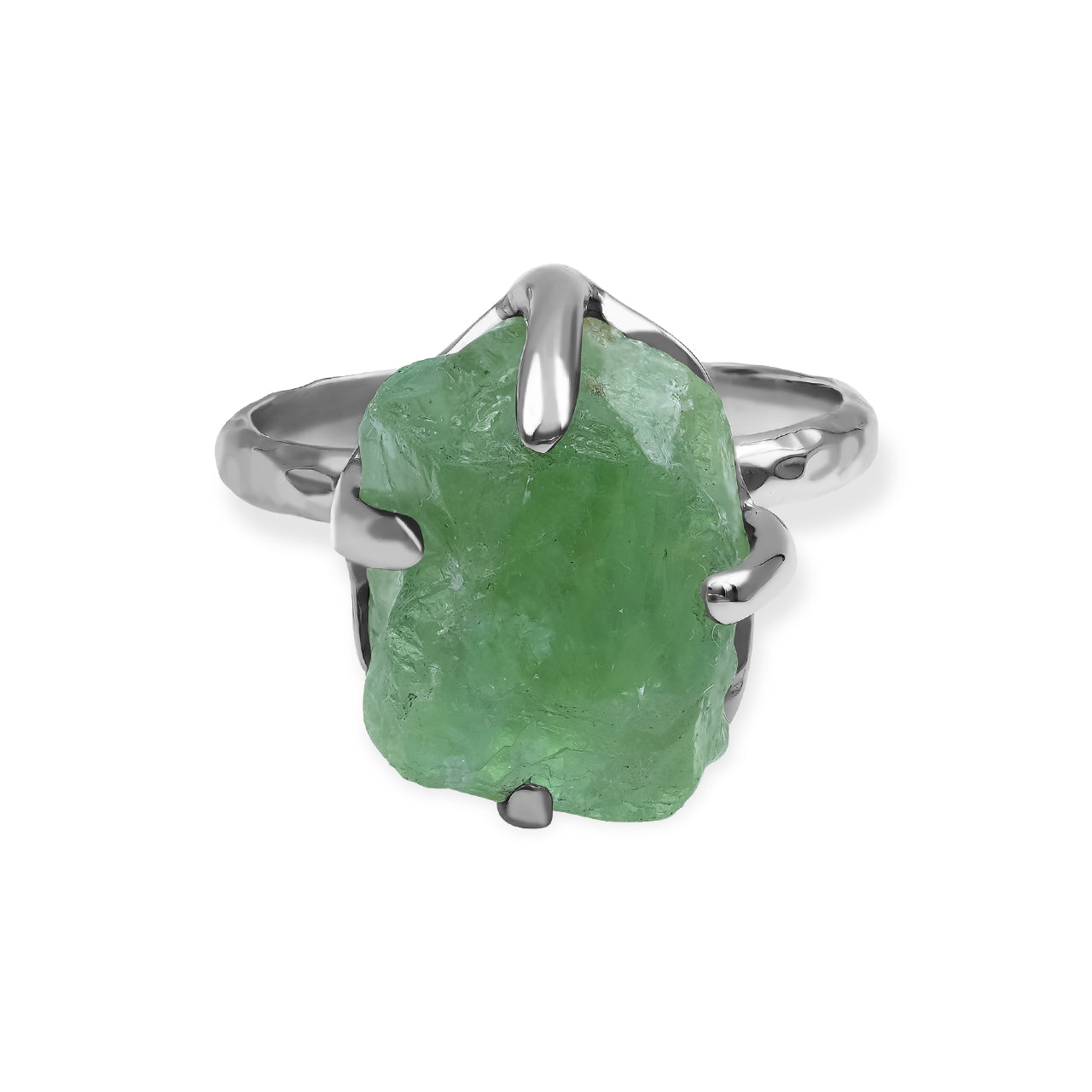 Yellowish Green Fluorite Prong Set Ring