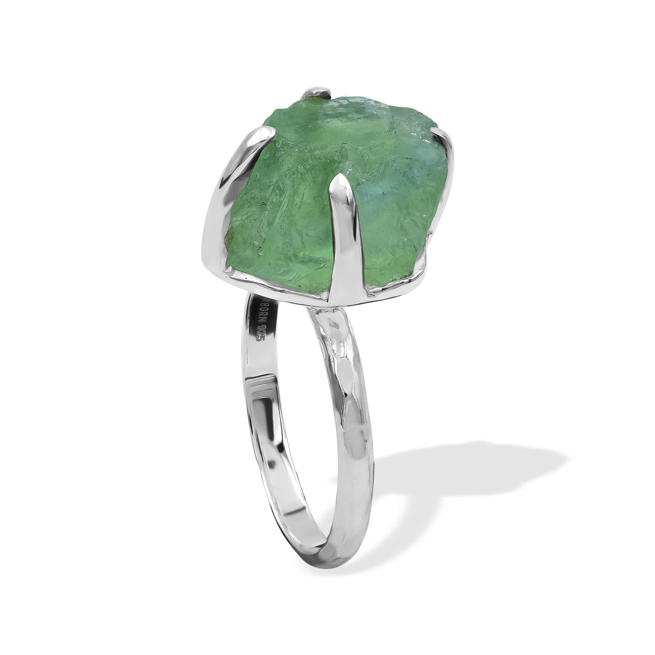 Yellowish Green Fluorite Prong Set Ring