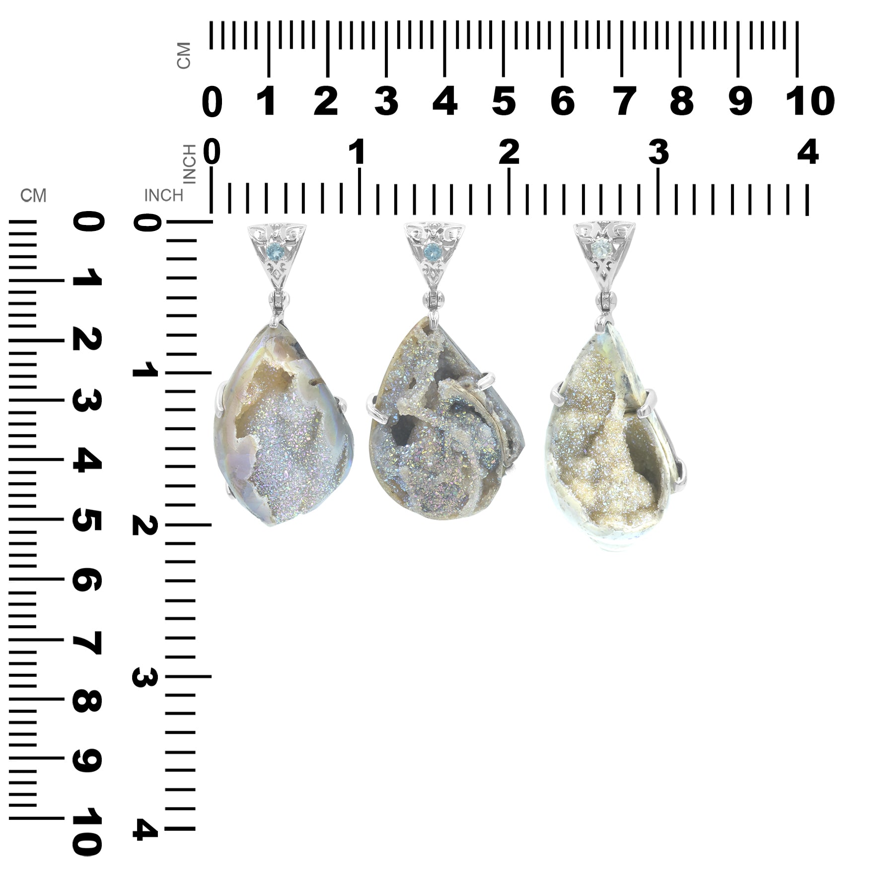 Drusy Fossilized Shell Pendant in Sterling Silver