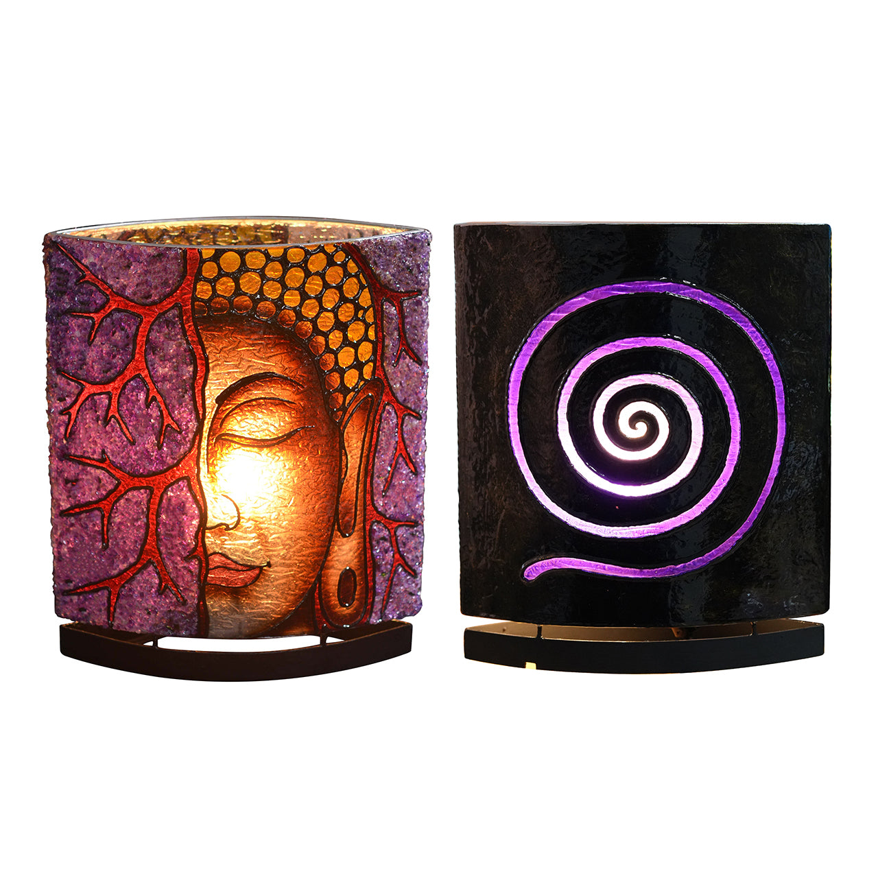 Budha Face Motif Amethyst Table Lamp