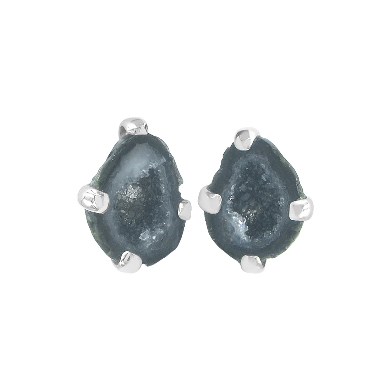 Agate Geode Post Earrings (Black)