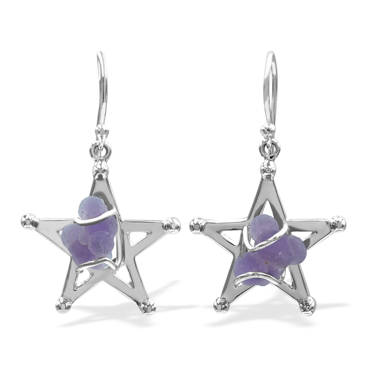 Grape Chalcedony Star Caged Earring