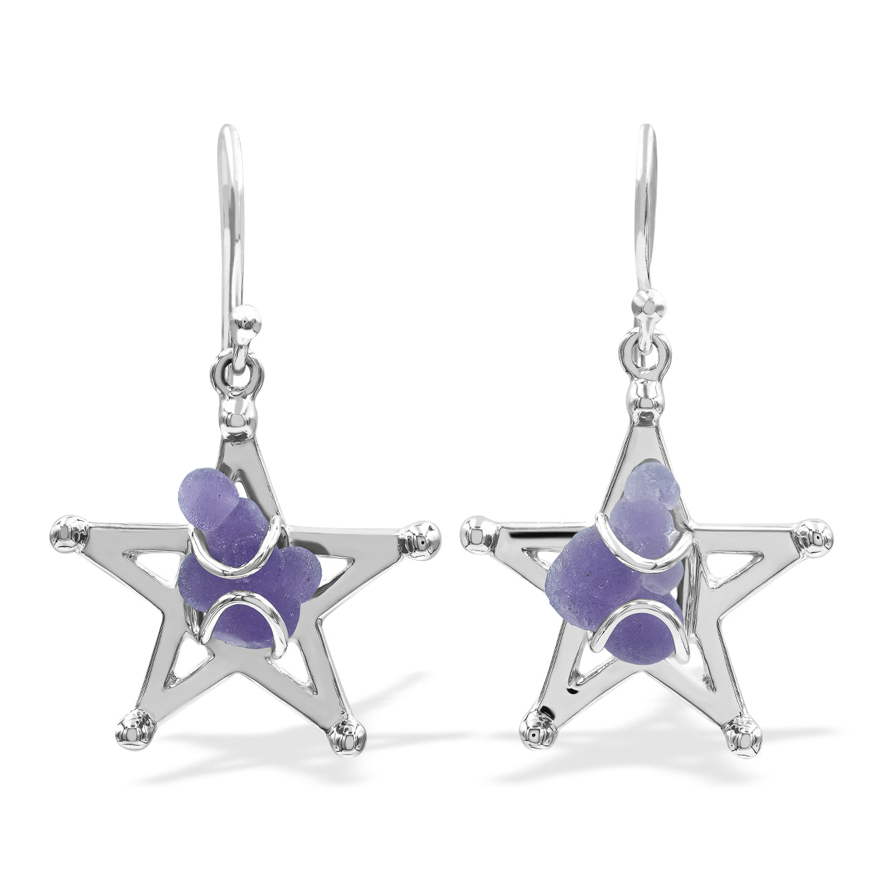 Grape Chalcedony Star Caged Earring