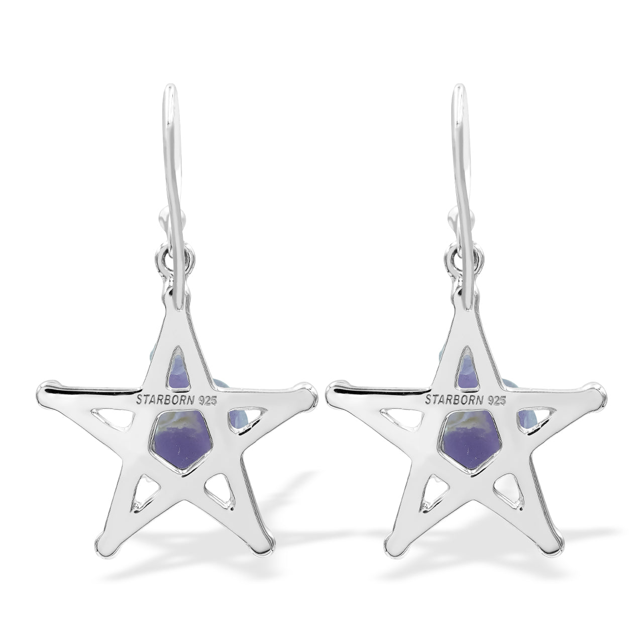 Grape Chalcedony Star Caged Earring