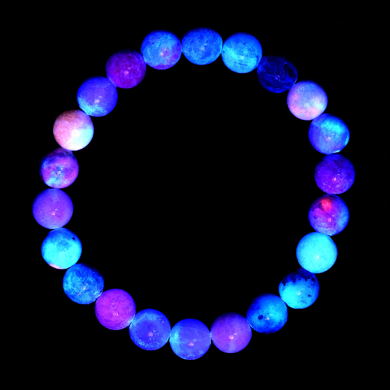 Fluorescent Hackmanite Beaded Elastic Bracelet