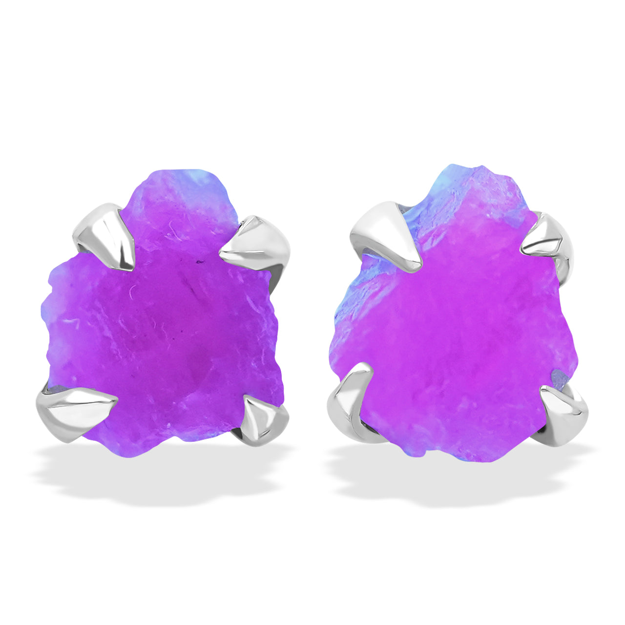 Fluorescent Hackmanite Prong Set Post Earrings