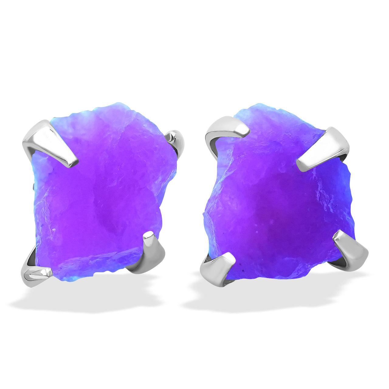 Fluorescent Hackmanite Prong Set Post Earrings