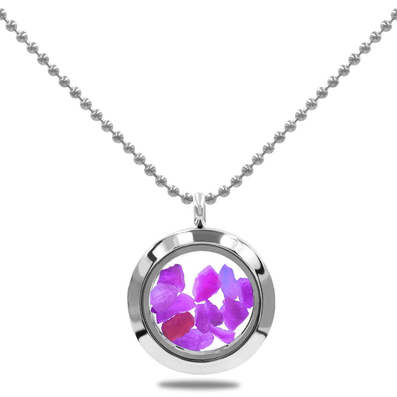 Fluorescent Hackmanite Stainless-Steel Window Pendant Necklace