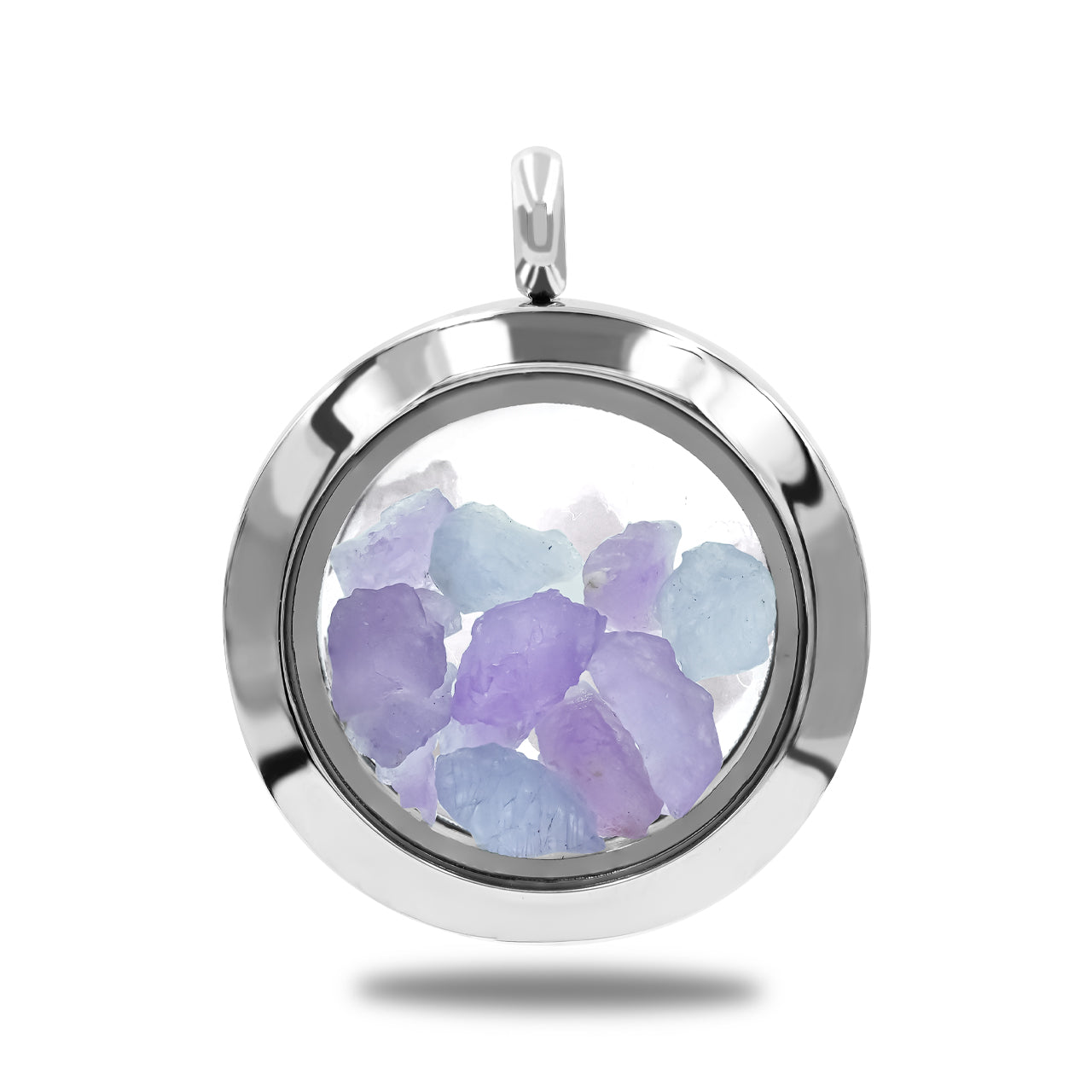 Fluorescent Hackmanite Stainless-Steel Window Pendant Necklace