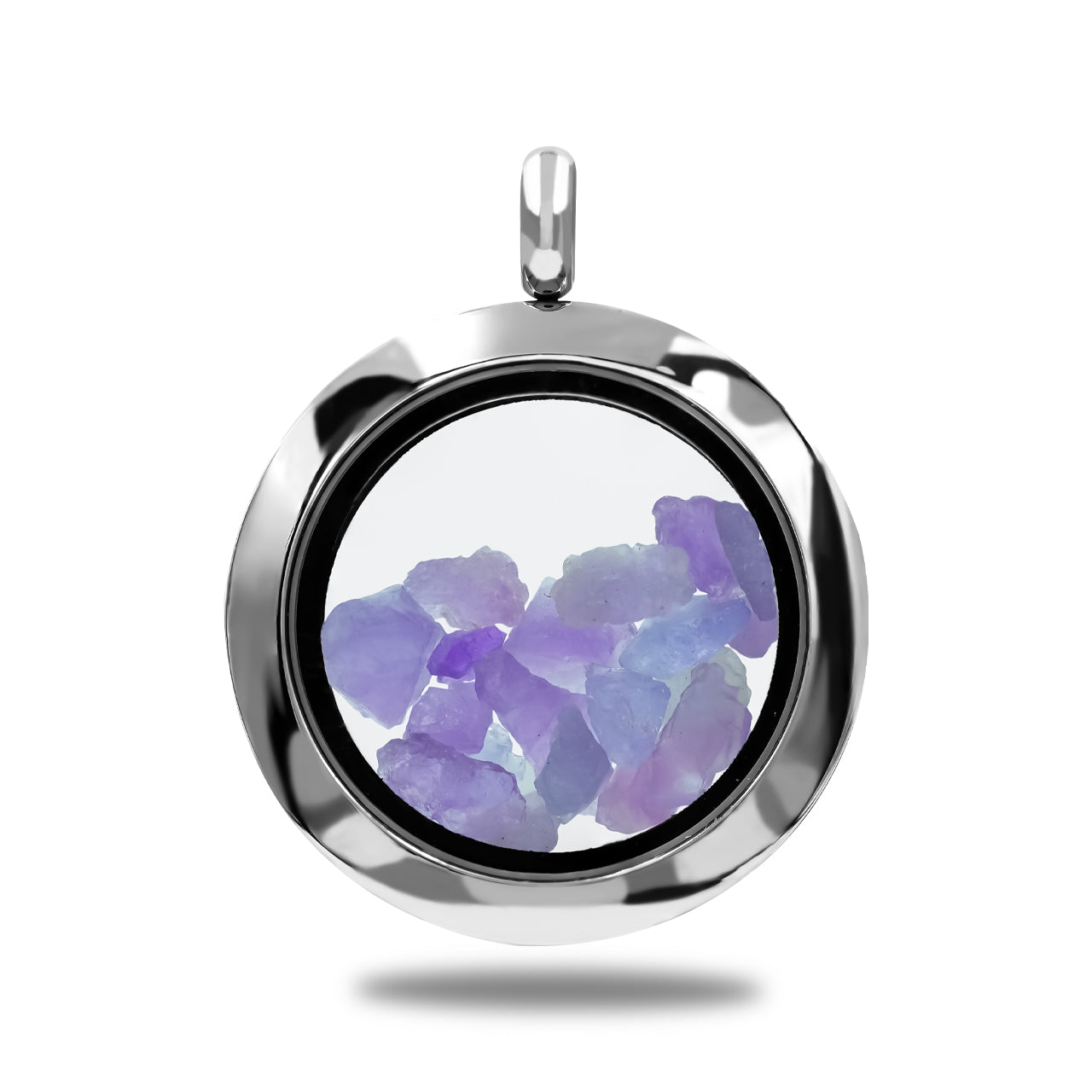 Fluorescent Hackmanite Stainless-Steel Window Pendant Necklace