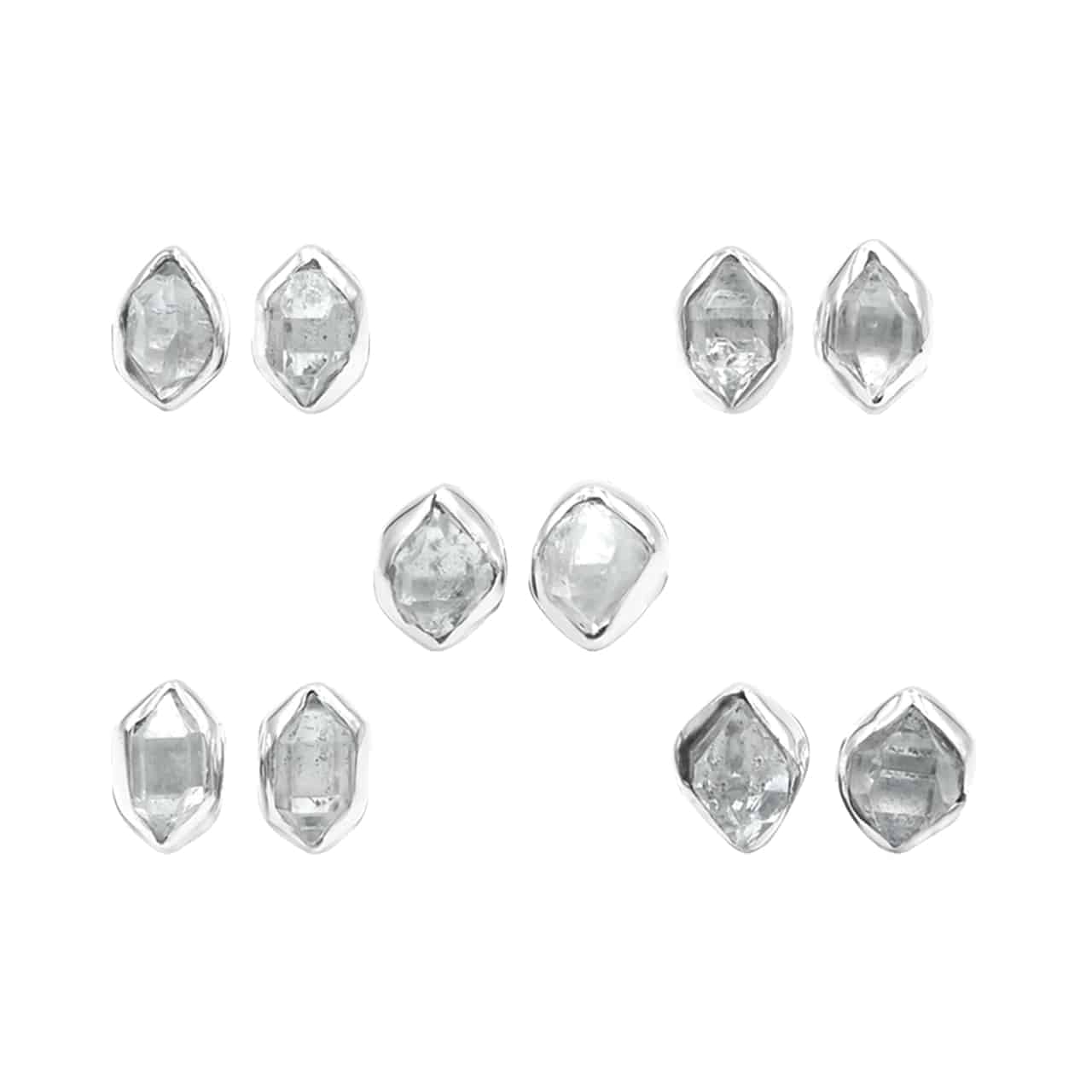 The Herkimer Diamond Post Earrings Set of 5 pairs